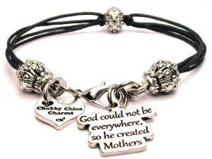 God Could Not Be Everywhere So He Created Mothers Beaded Black Cord Bracelet