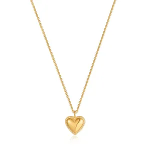 Gold Rope Heart Pendant Necklace