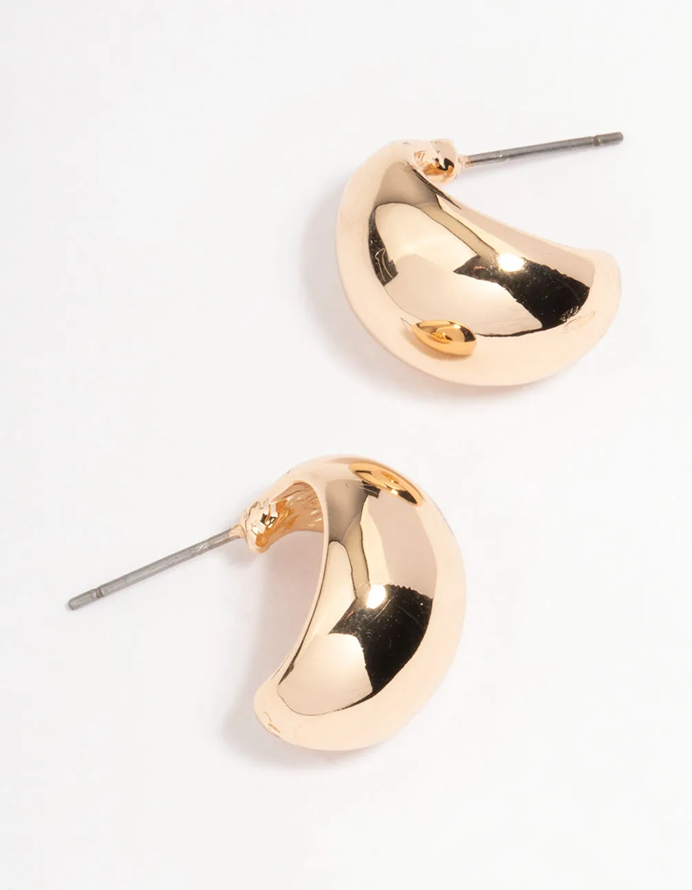 Gold Round Droplet Hoop Earrings