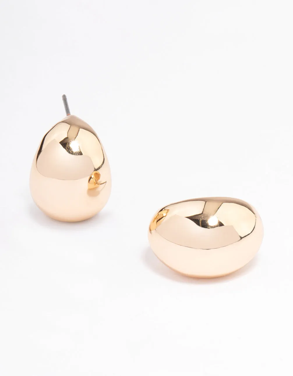 Gold Round Droplet Hoop Earrings