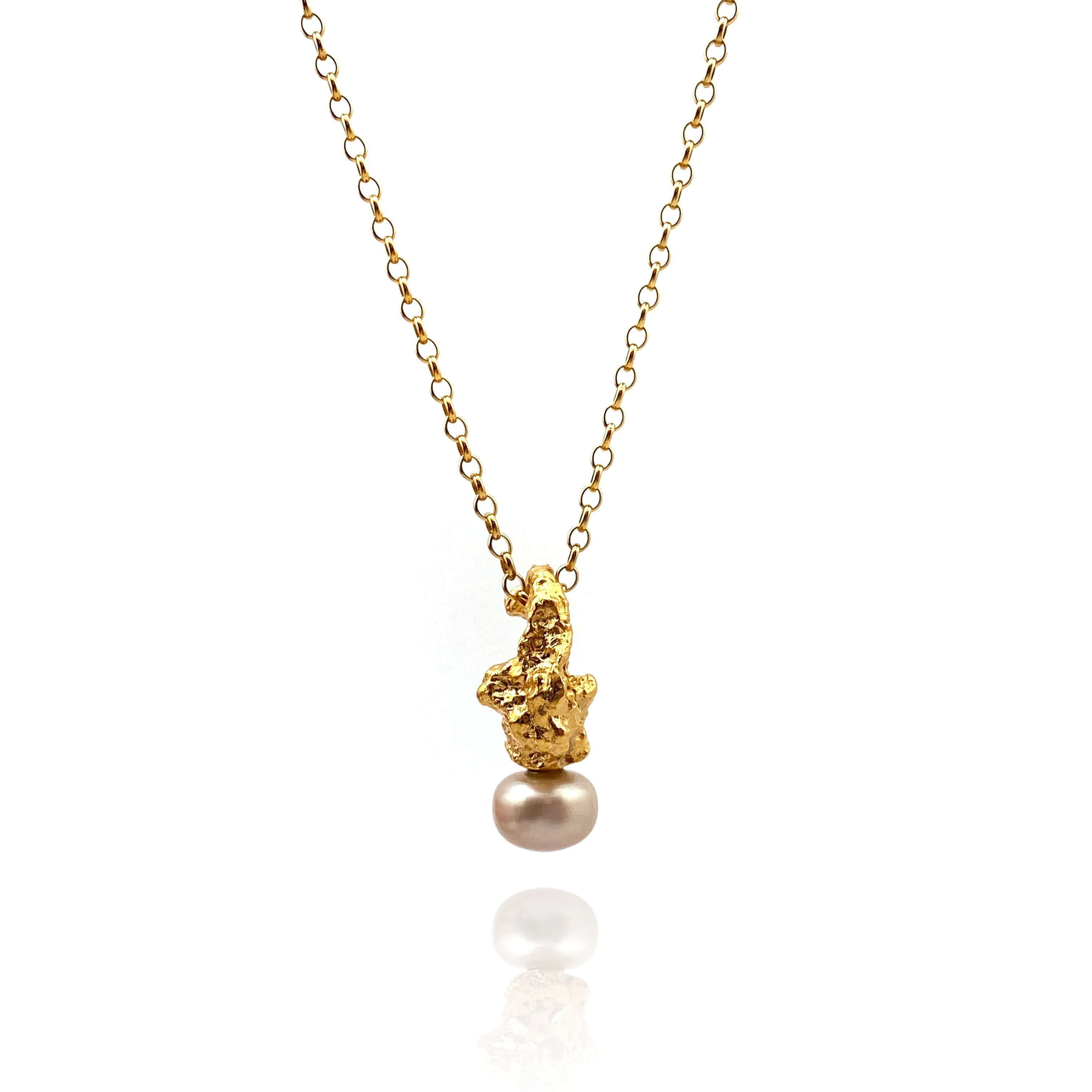 Gold Vermeil Nugget and Pearl Interchangable Necklace