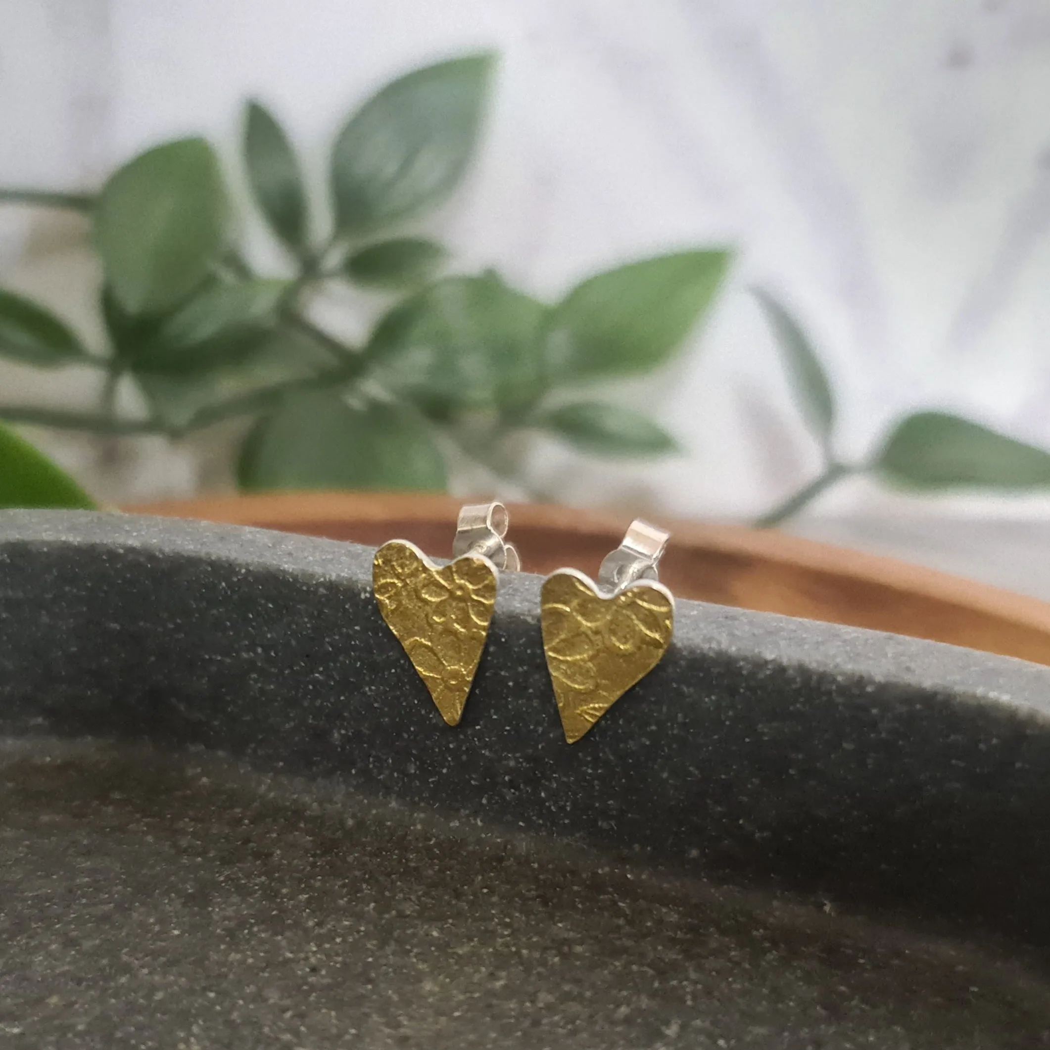 Golden Blossom Heart stud earrings