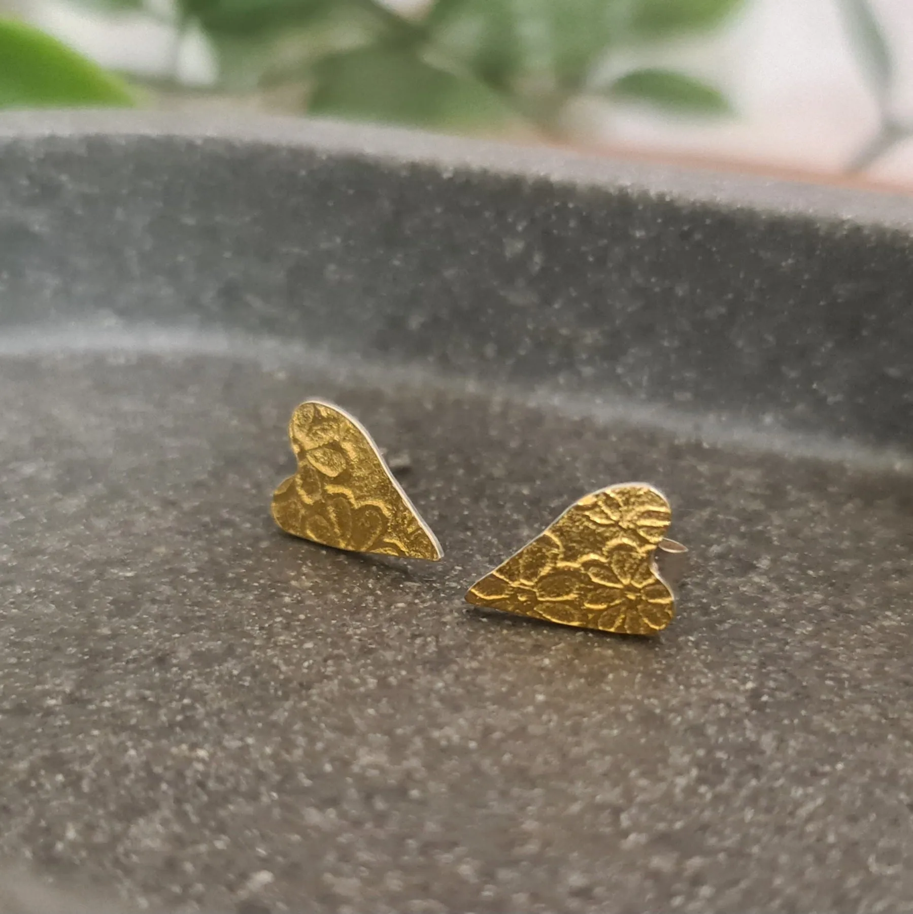 Golden Blossom Heart stud earrings