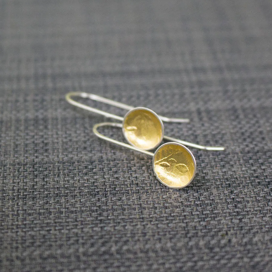 Golden Leaf Cup Drop Earrings