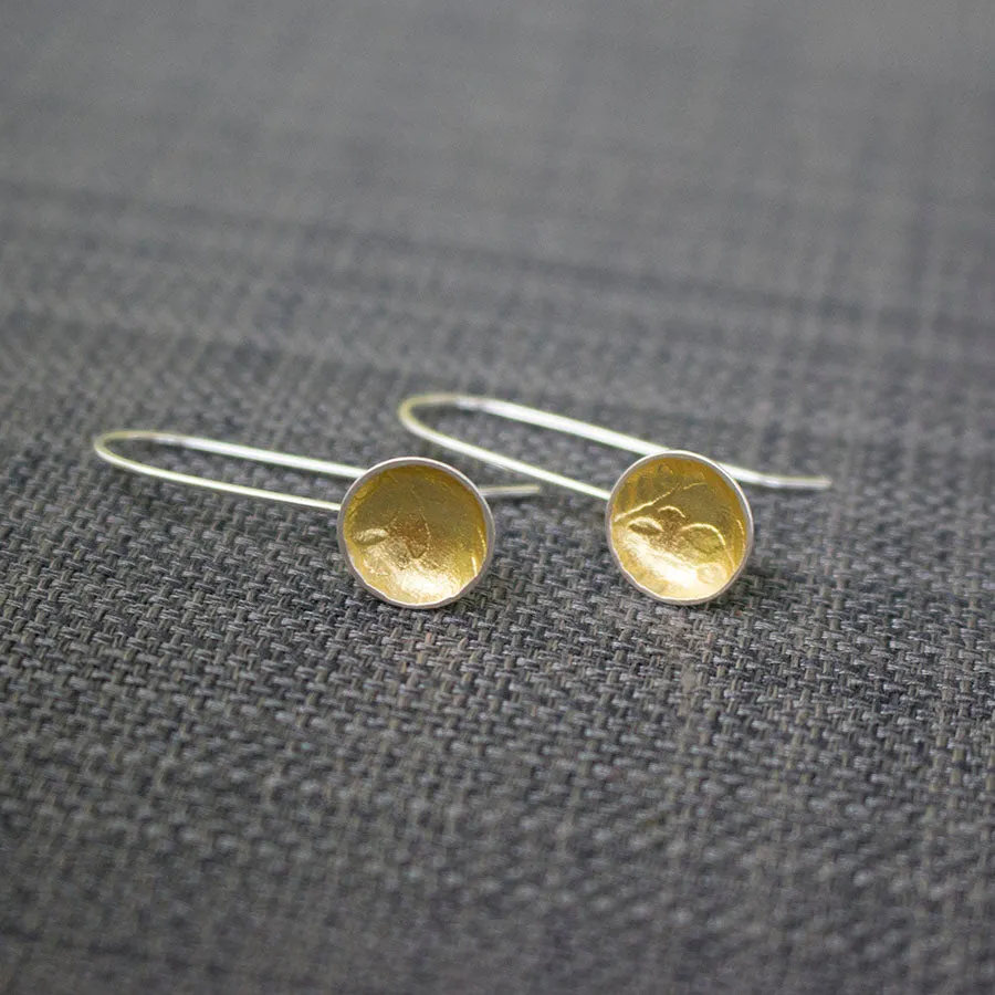 Golden Leaf Cup Drop Earrings