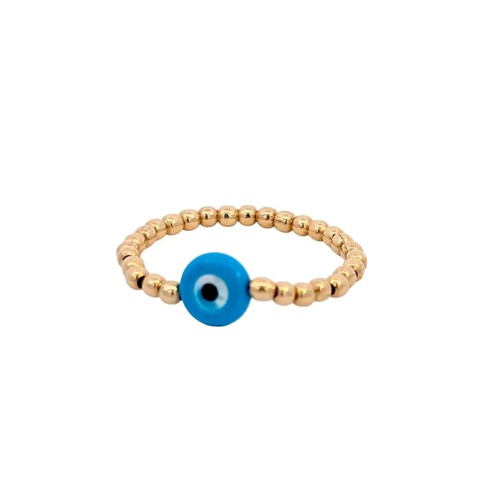 Good Luck Protection Gold Filled Stretch Ring 3mm - Evil Eye Design