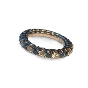 Gorgeous Designer 14K White Gold Blue Diamond Eternity Band Ring