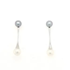 Grey & White Pearl 9ct white gold Drops