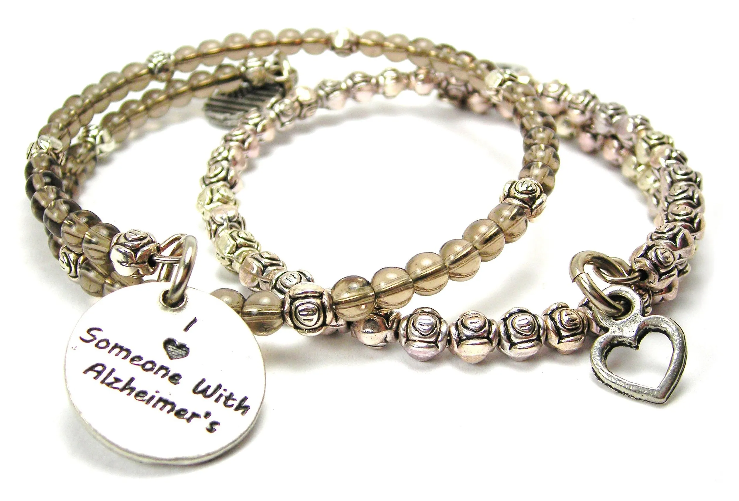 I Love Someone With Alzheimer'S Delicate Glass And Roses Wrap Bracelet Set