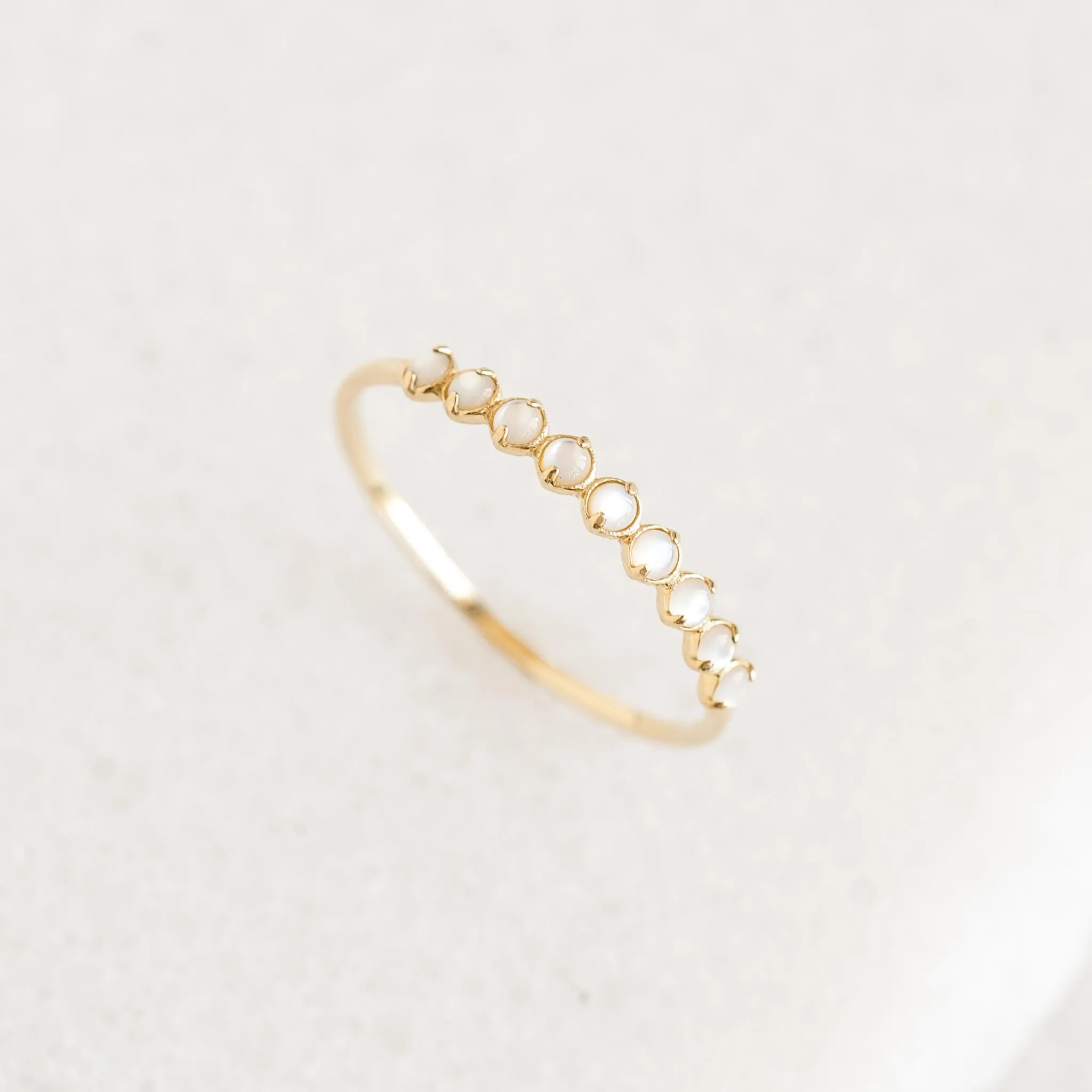 June Birthstone Ring 14k Gold - Mother of Pearl