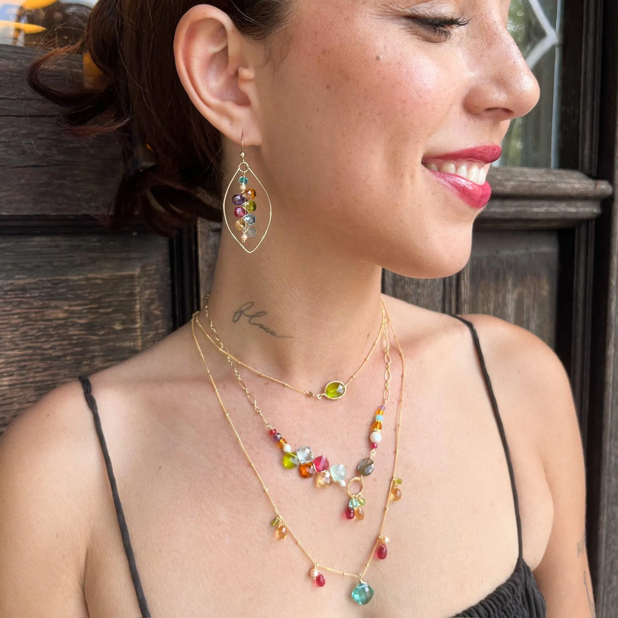 Juno Colorful Asymmetrical Multigem Necklace