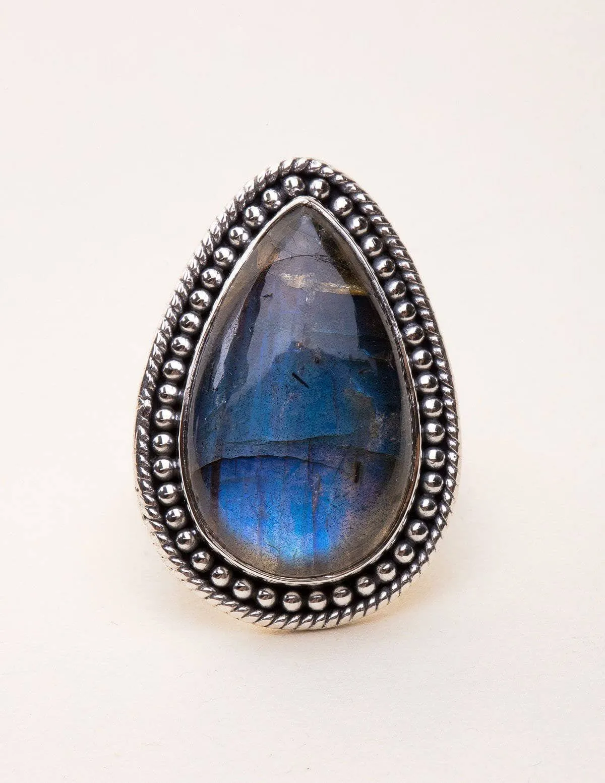 Labradorite Vintage Gemstone Ring - Adjustable