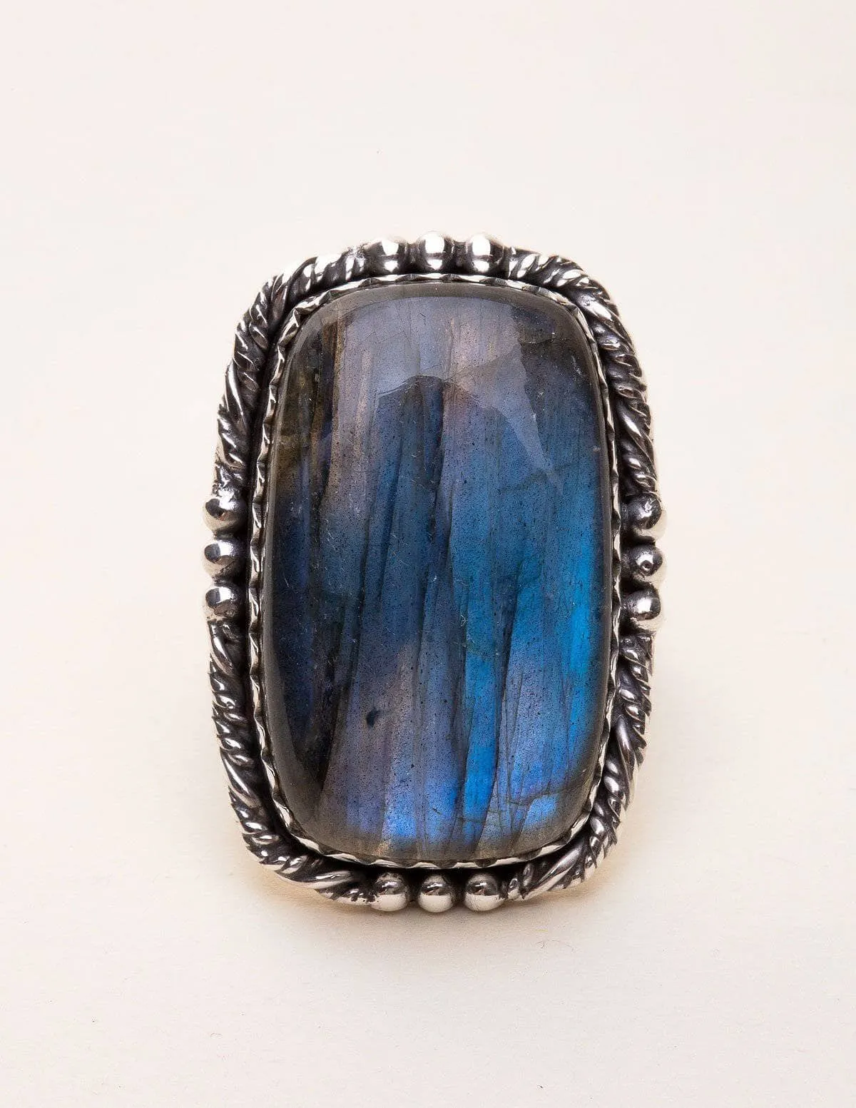 Labradorite Vintage Gemstone Ring - Adjustable