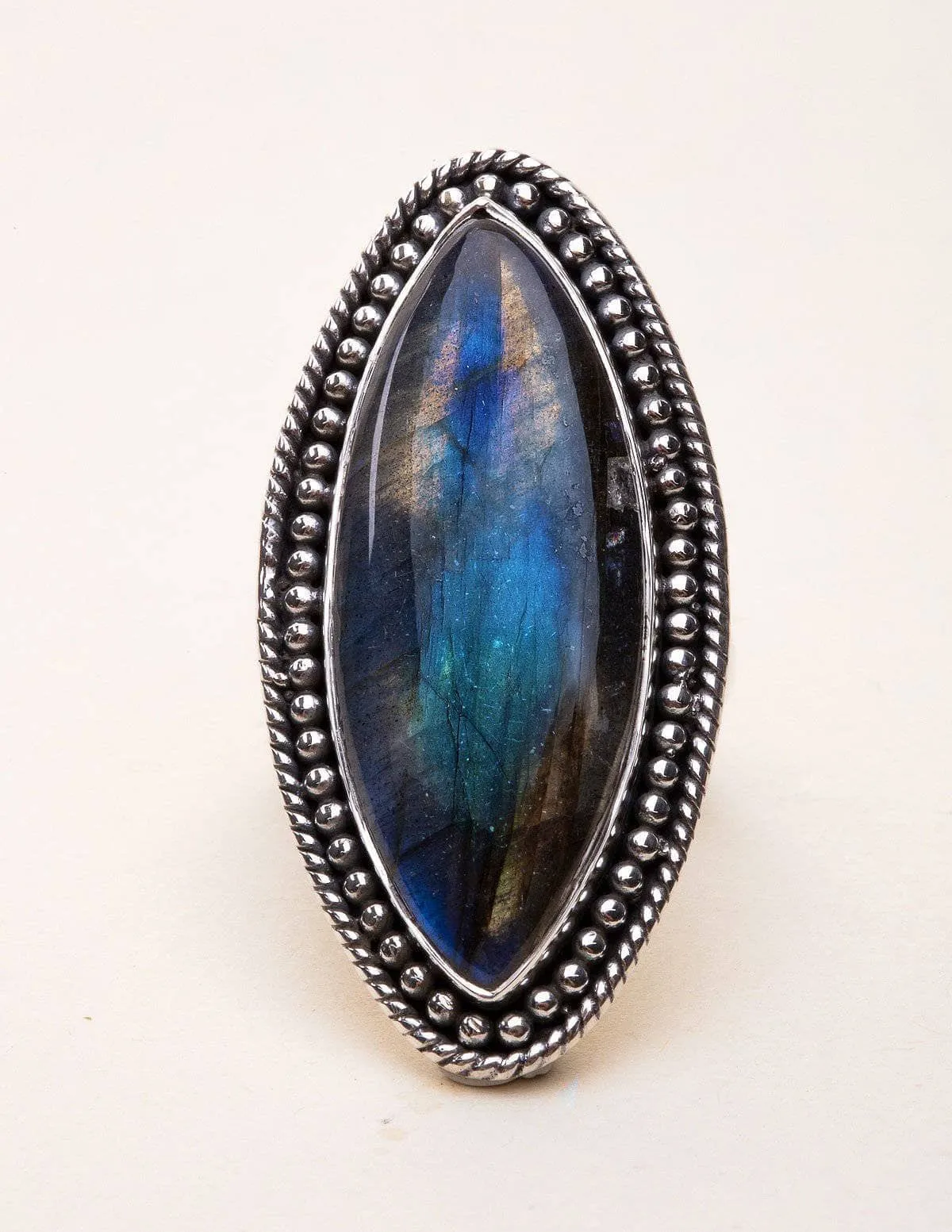 Labradorite Vintage Gemstone Ring - Adjustable