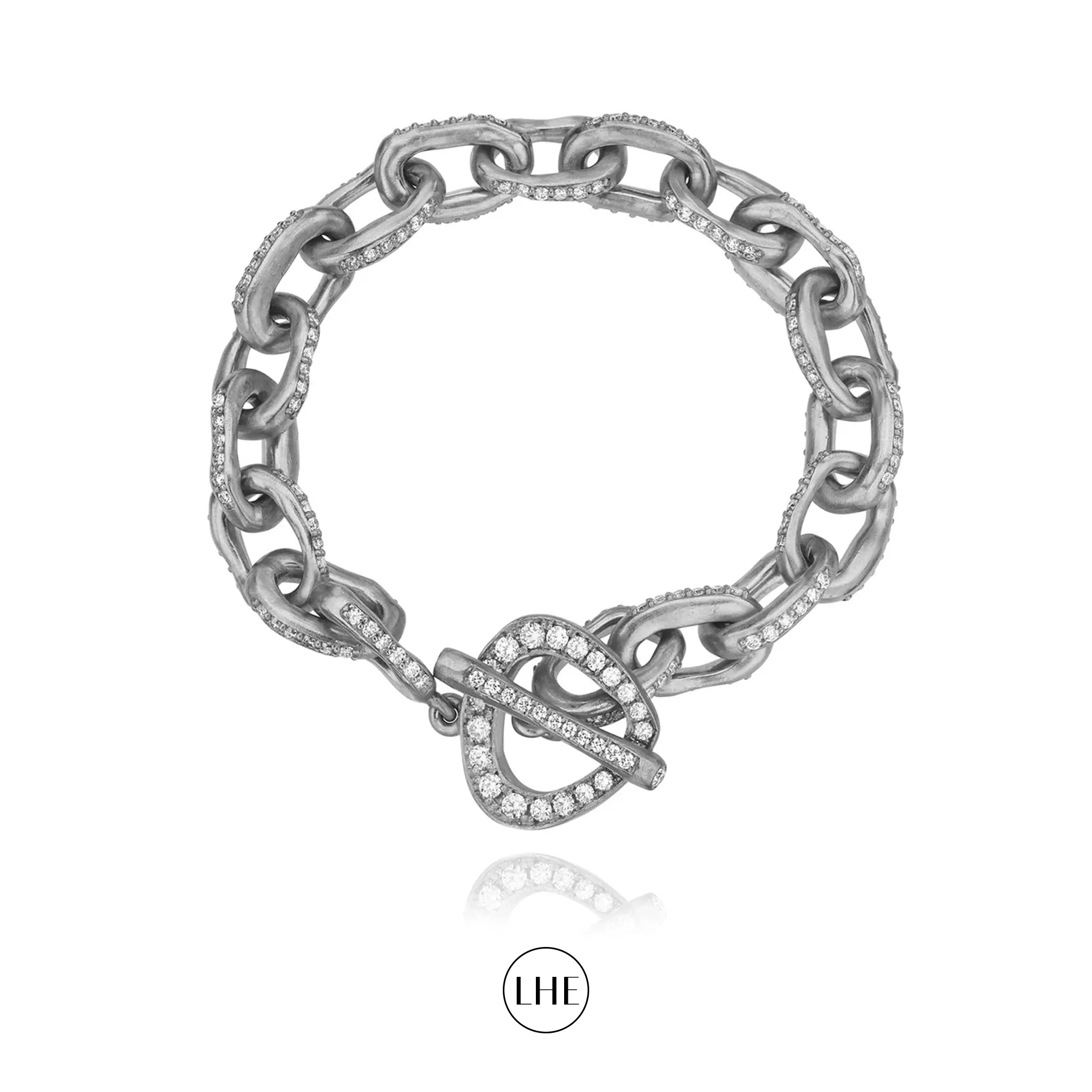 Large Atlantis Diamond Chain Bracelet with Pavé Trillion Toggle