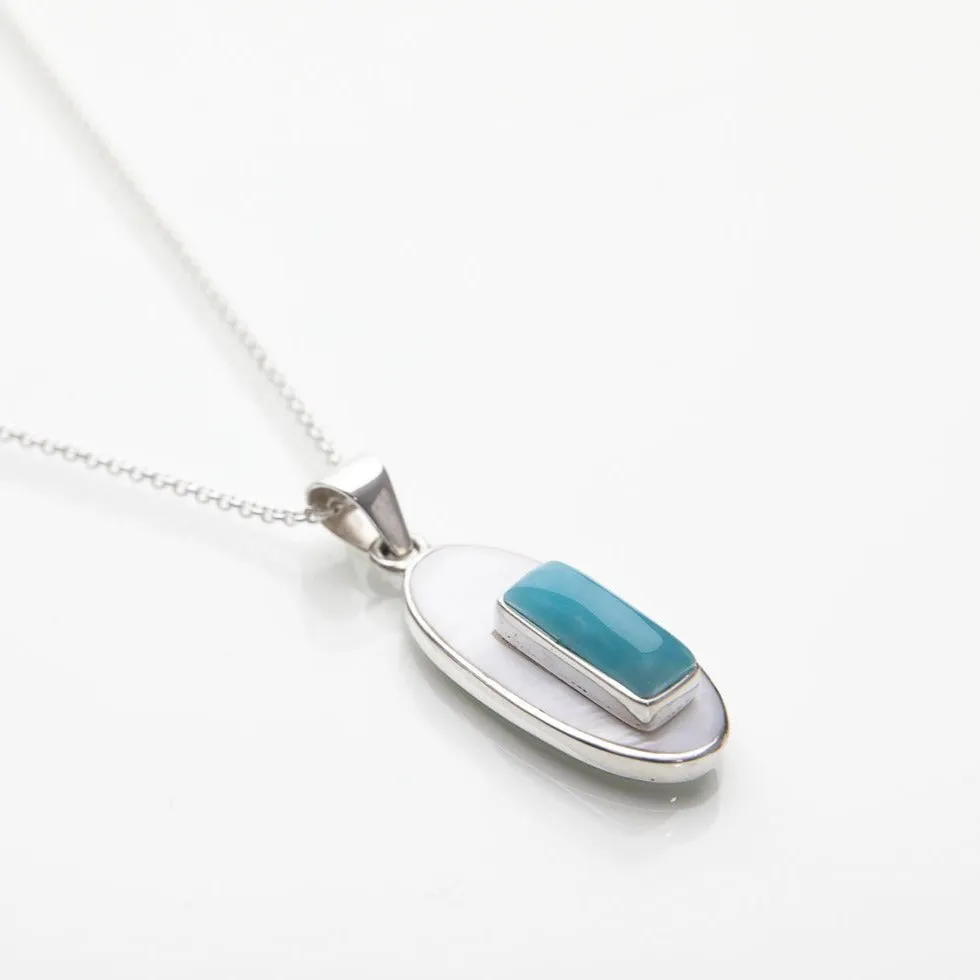 Larimar Mother Pearl Pendant Farah