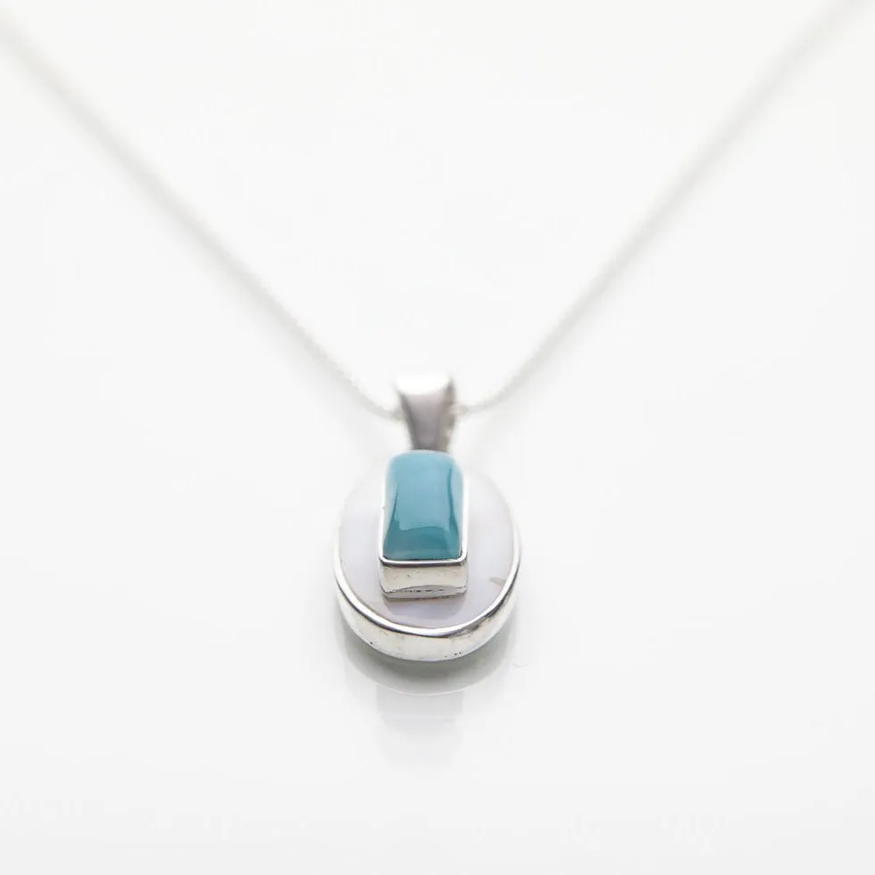 Larimar Mother Pearl Pendant Farah