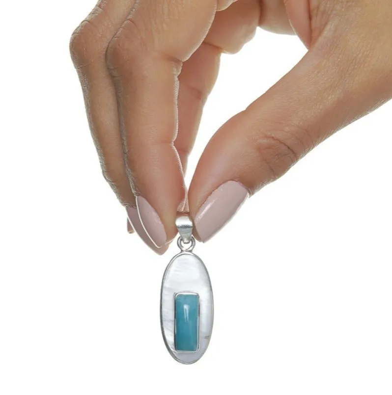 Larimar Mother Pearl Pendant Farah