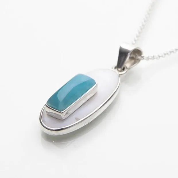 Larimar Mother Pearl Pendant Farah