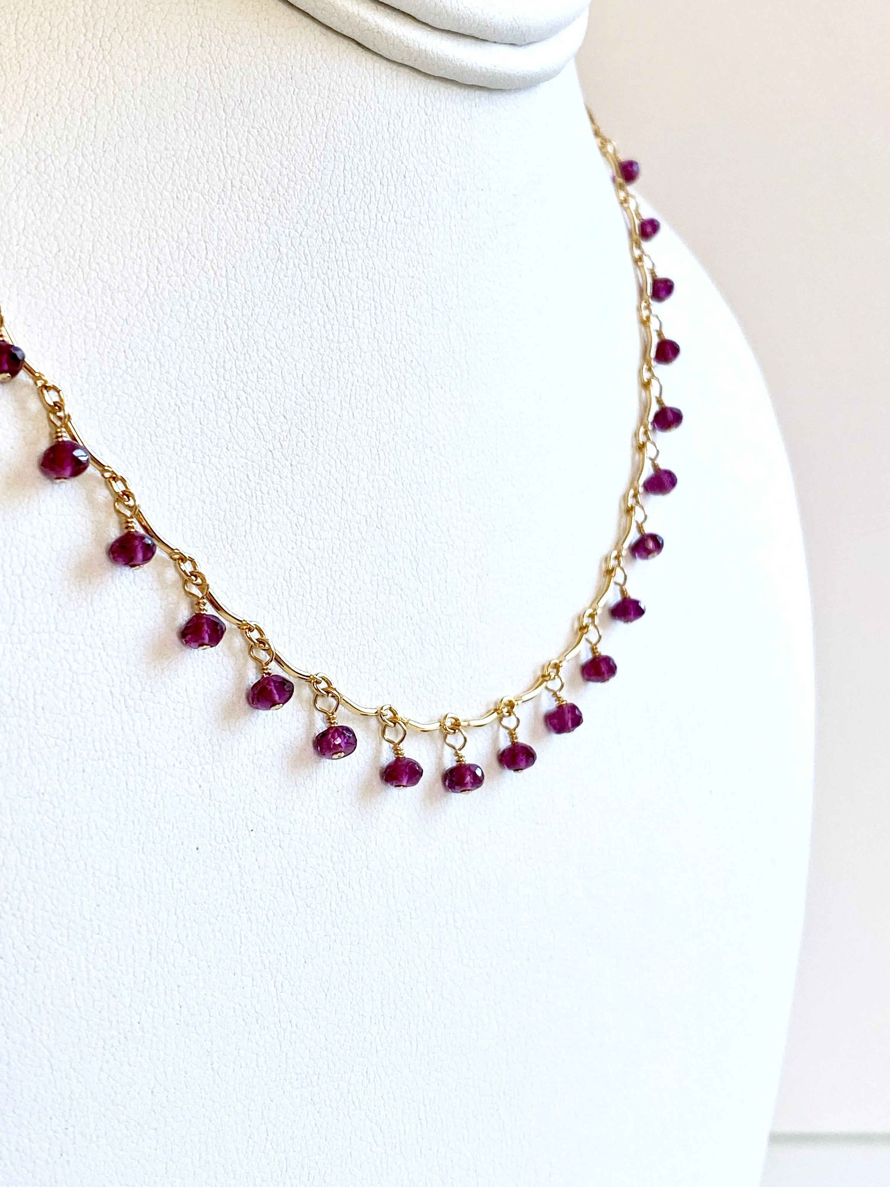 Leticia - Rhodolite Garnet, 14k Gold Filled Necklace