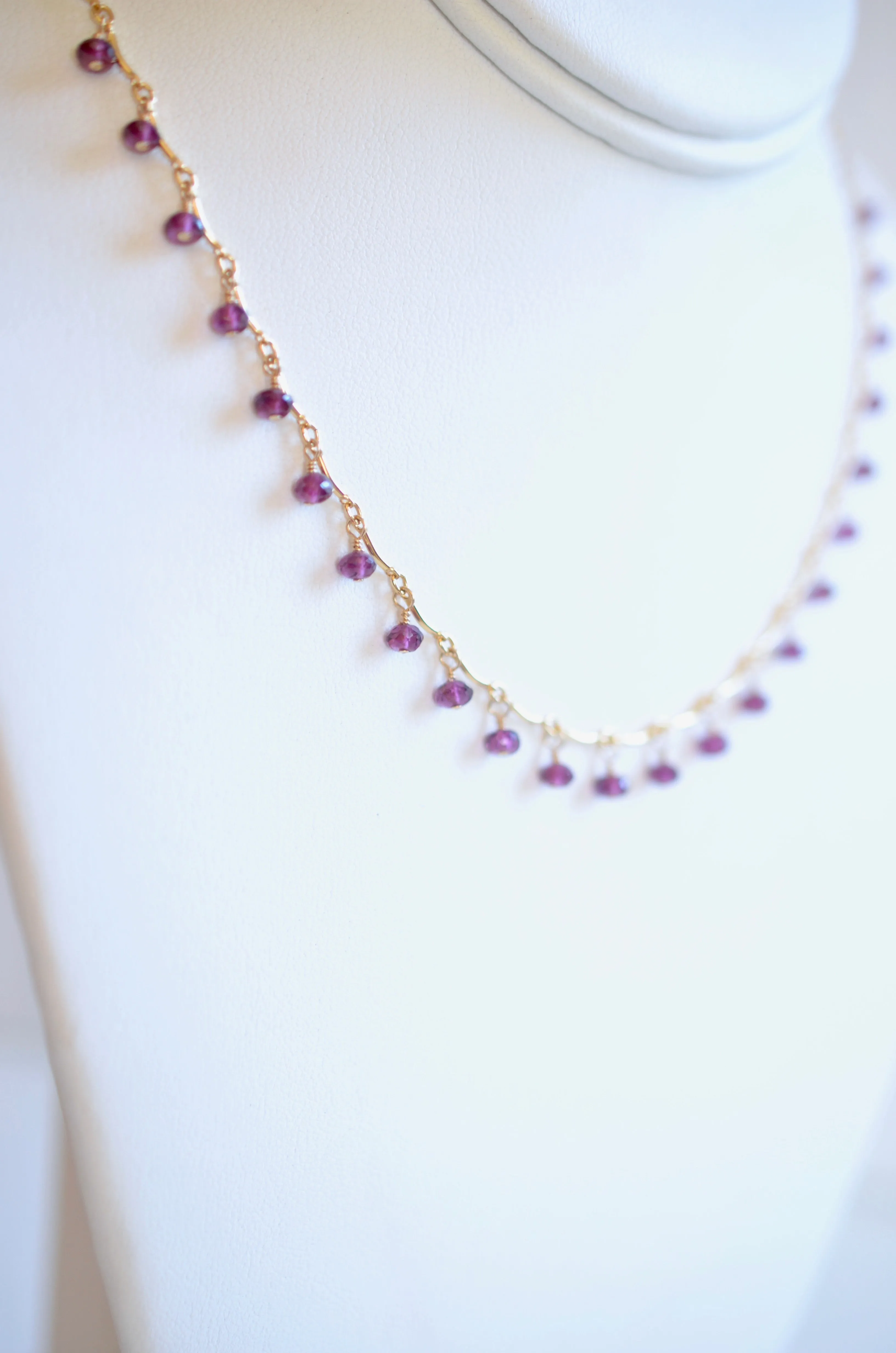 Leticia - Rhodolite Garnet, 14k Gold Filled Necklace