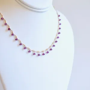 Leticia - Rhodolite Garnet, 14k Gold Filled Necklace