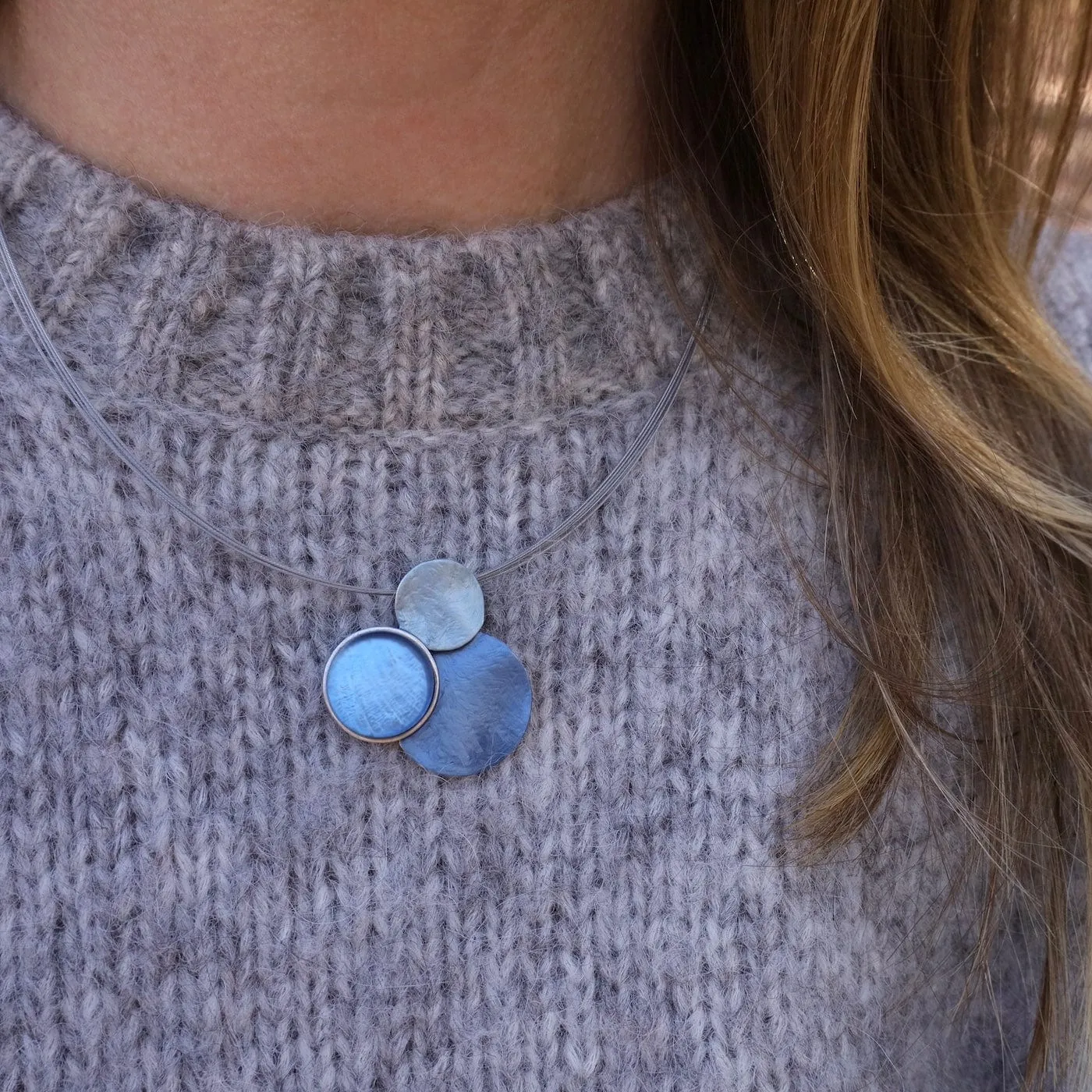 Light Blue Triple Circle Necklace