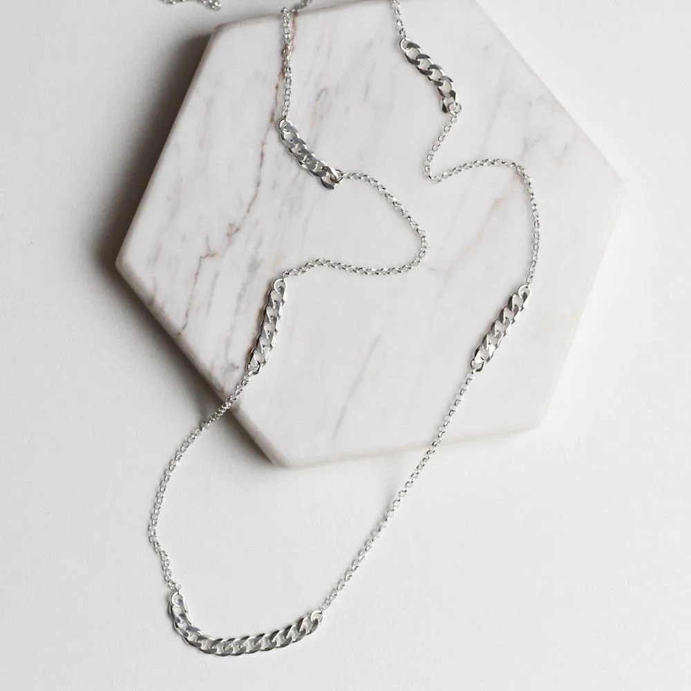 Long Curb Chain Station Necklace