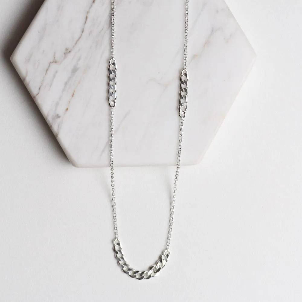 Long Curb Chain Station Necklace