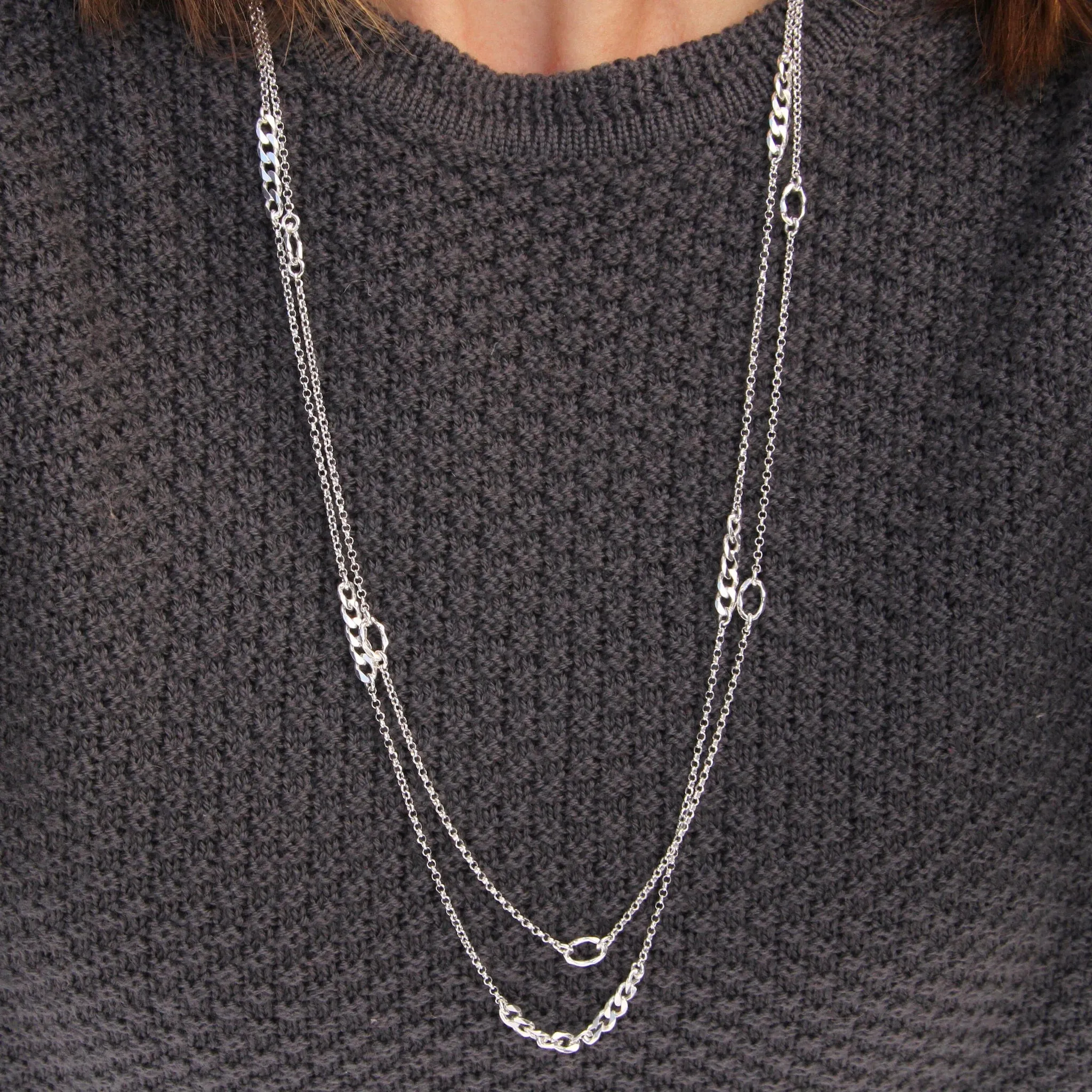 Long Curb Chain Station Necklace