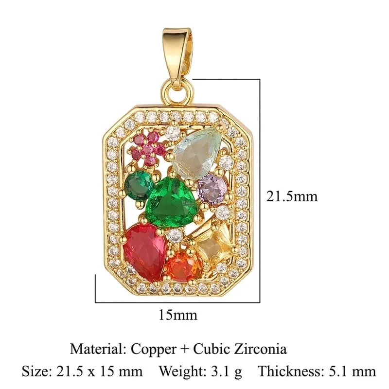 Luxurious Cross Leaves Gem Plating Inlay Zircon Gold Plated Jewelry Accessories