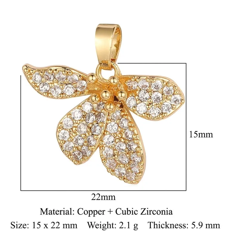 Luxurious Cross Leaves Gem Plating Inlay Zircon Gold Plated Jewelry Accessories