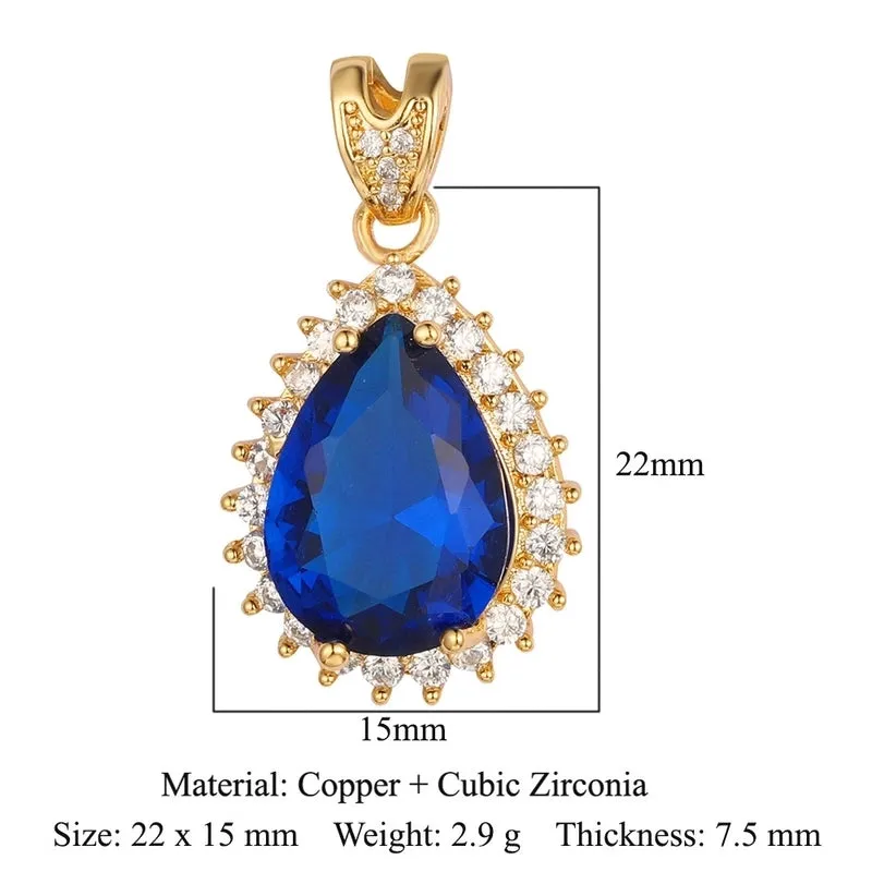 Luxurious Oval Water Droplets Gem Plating Inlay Zircon Charms Jewelry Accessories