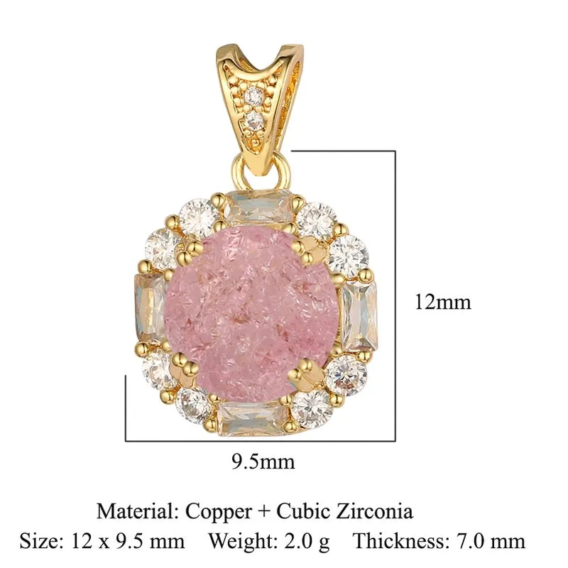 Luxurious Oval Water Droplets Gem Plating Inlay Zircon Charms Jewelry Accessories