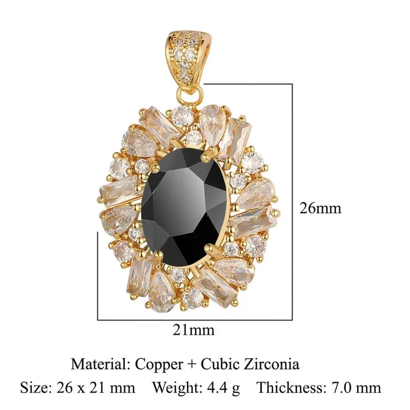 Luxurious Oval Water Droplets Gem Plating Inlay Zircon Charms Jewelry Accessories