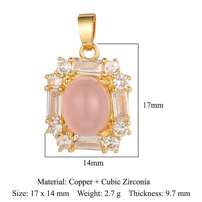 Luxurious Oval Water Droplets Gem Plating Inlay Zircon Charms Jewelry Accessories