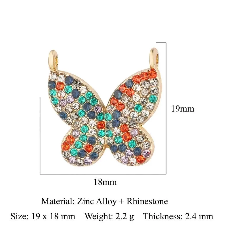 Luxurious Snake Butterfly Lightning Copper Plating Inlay Zircon 18k Gold Plated Charms Jewelry Accessories