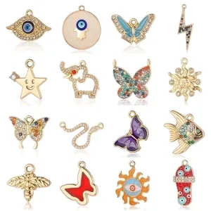 Luxurious Snake Butterfly Lightning Copper Plating Inlay Zircon 18k Gold Plated Charms Jewelry Accessories