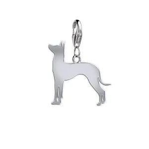 Mexican Hairless Dog Silhouette Silver Charm