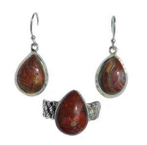 Mexican Lace Agate stone drop earrings or ring size 9