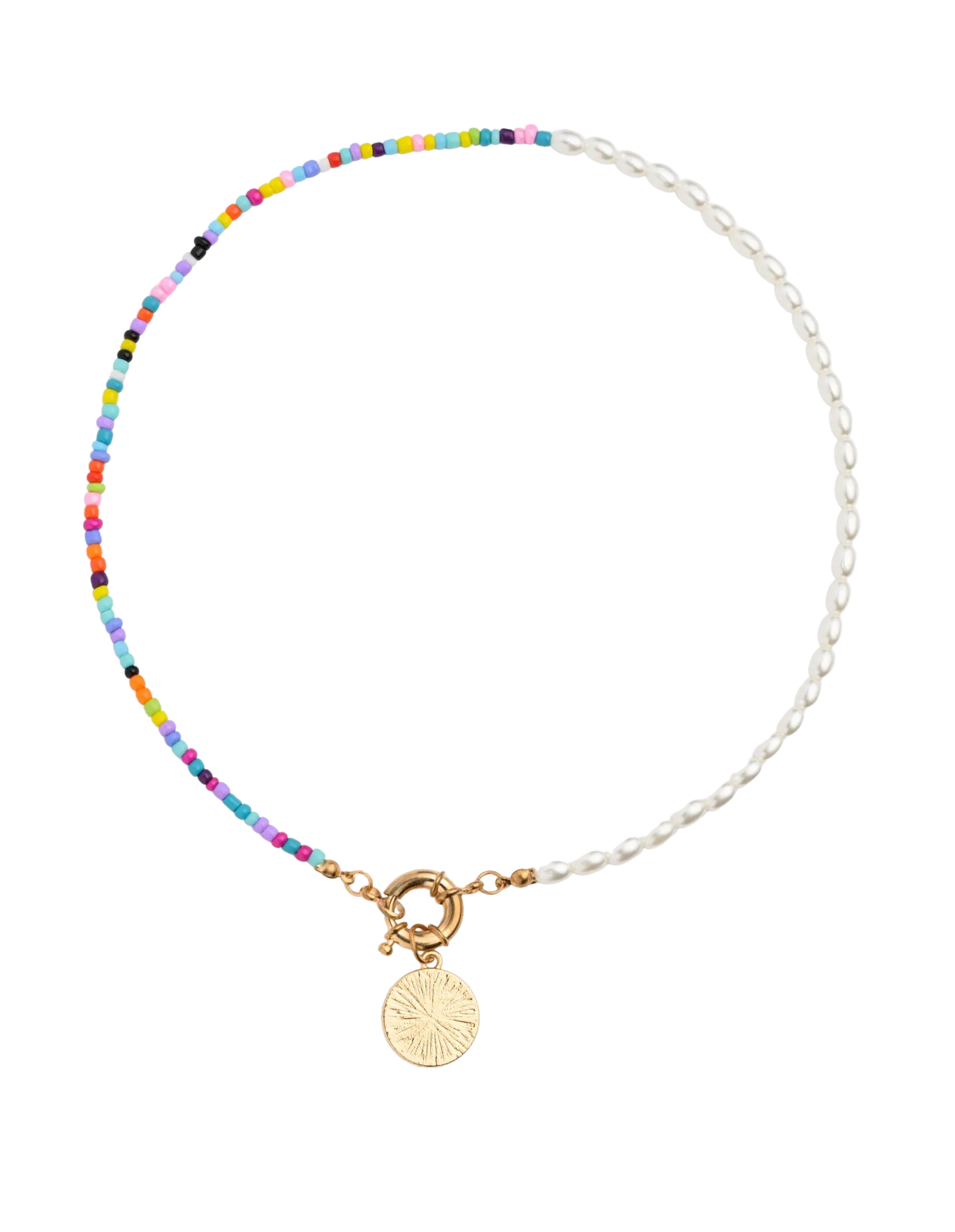 Mocha Colorful Beaded with Fine Pearls Necklace