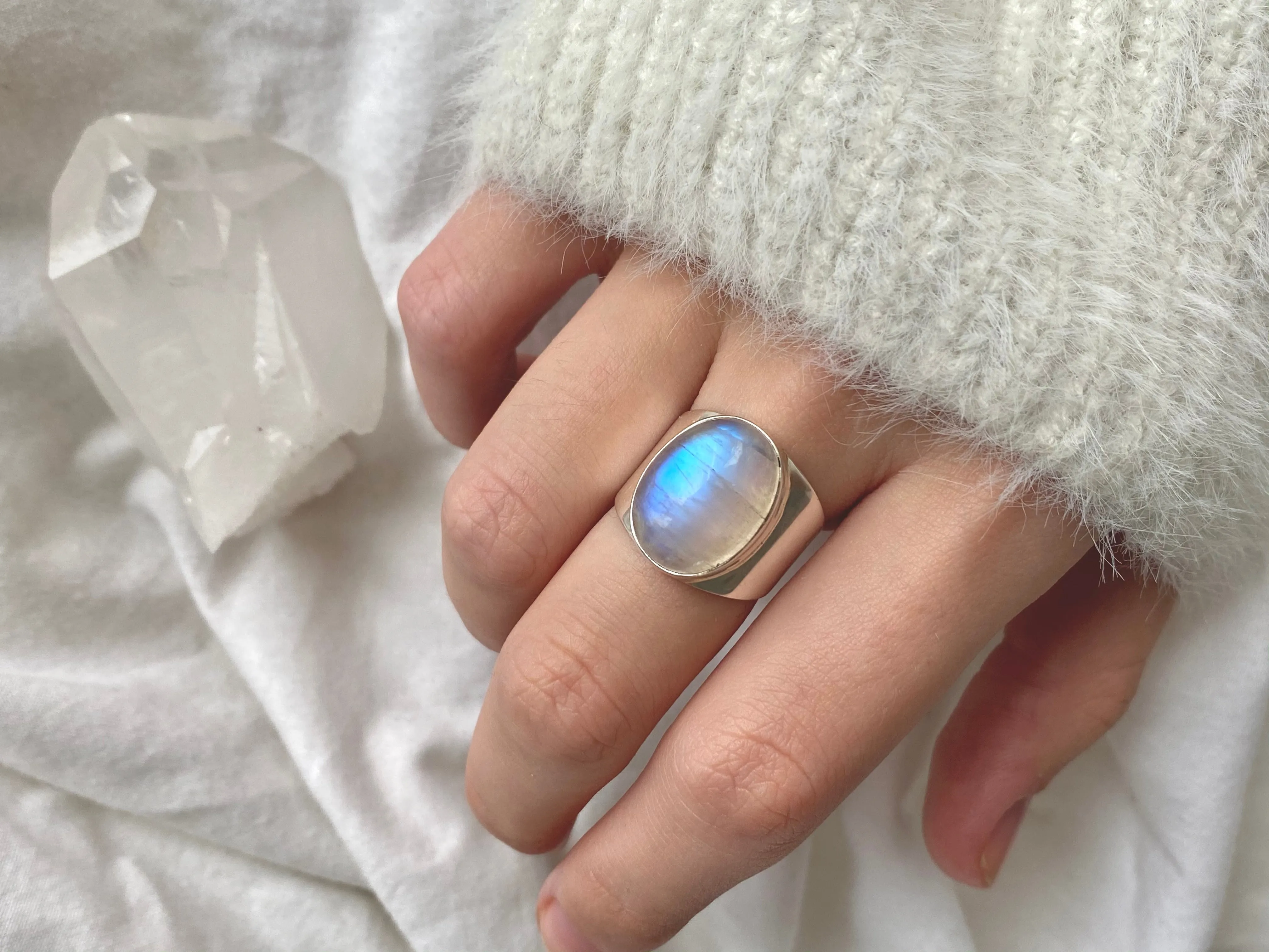 Moonstone Signet Ring - Small Oval