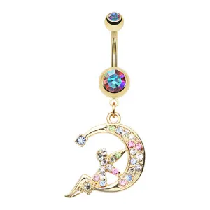 Mystical Fairy Moon Navel Piercing Bar