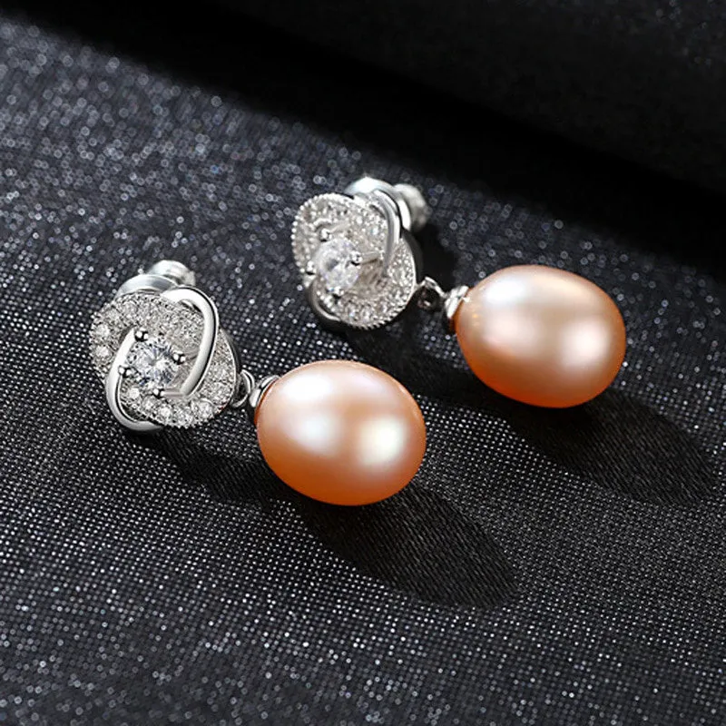 Natural Freshwater Pearl Vintage Flower Stud Earrings