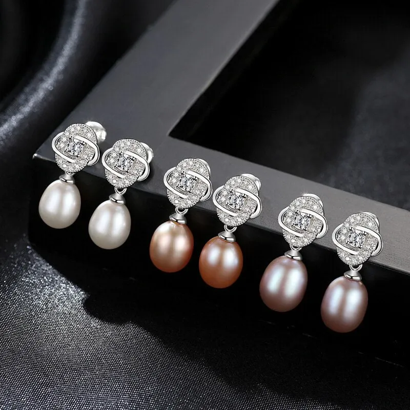 Natural Freshwater Pearl Vintage Flower Stud Earrings