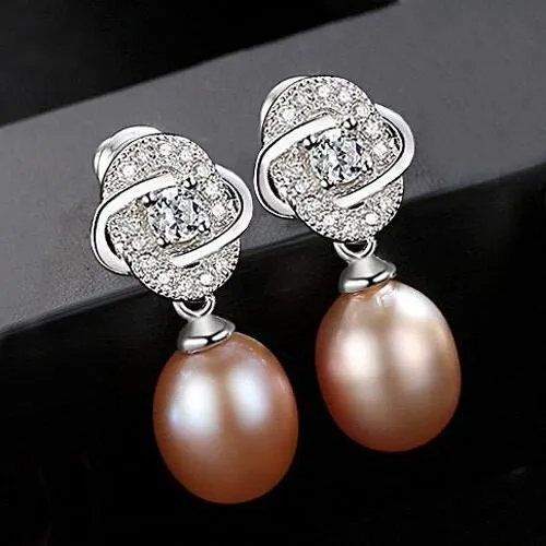 Natural Freshwater Pearl Vintage Flower Stud Earrings