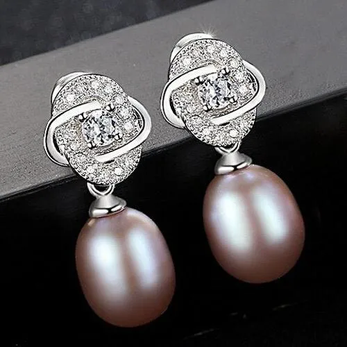 Natural Freshwater Pearl Vintage Flower Stud Earrings