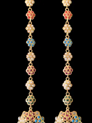 Navratan gold plated silver jhumka earrings