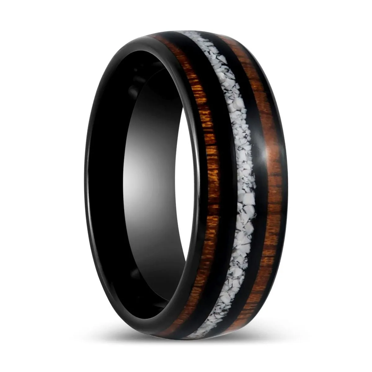 NETARTS | Black Tungsten Ring Turquoise Inlay