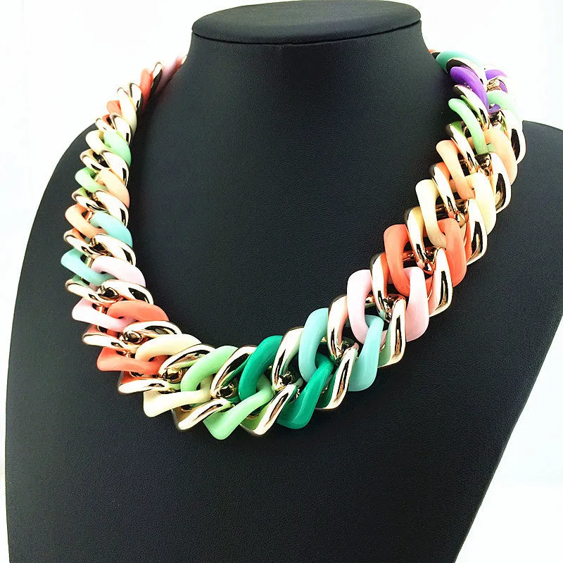 New Women Accessories Necklaces & Pendants Colorful Resin Bib Choker Statement Necklace Elegant Fashion Jewelry Necklace